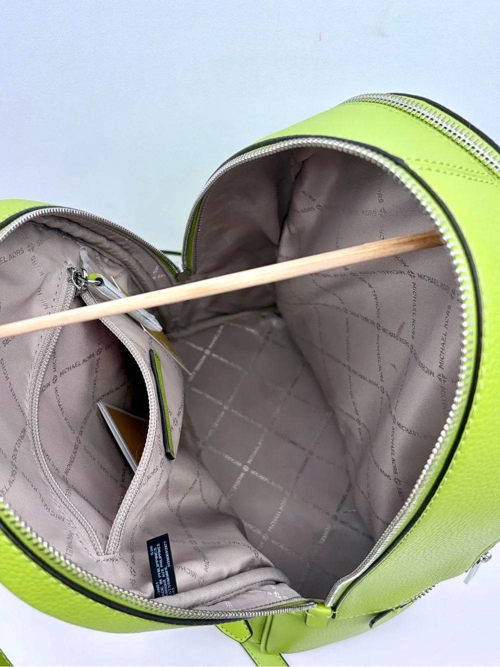 Michael Kors Rhea medium backpack leather Backpack Lime NWT